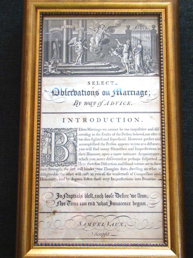 A fine 18th century engraving entitled "Select Observations on Marriage by way of Advice" published in 1741 — image 2